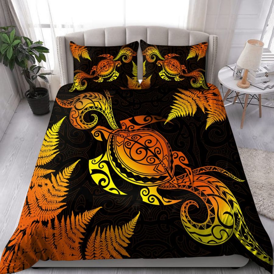 Aotearoa Turtle Orange Fern Bedding Set Duvet Cover Set