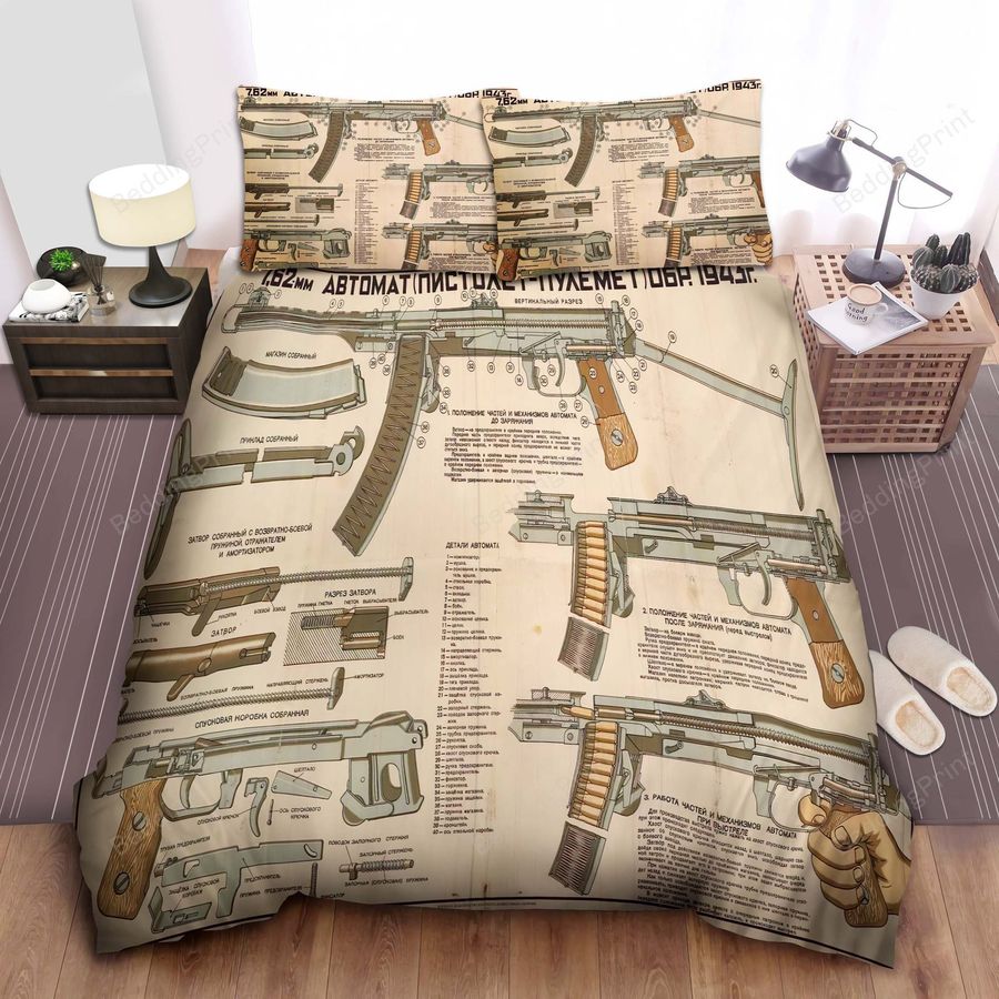 Army Anatomy Of The 7,62Mm Abtomat Bed Sheets Duvet Cover Bedding Sets