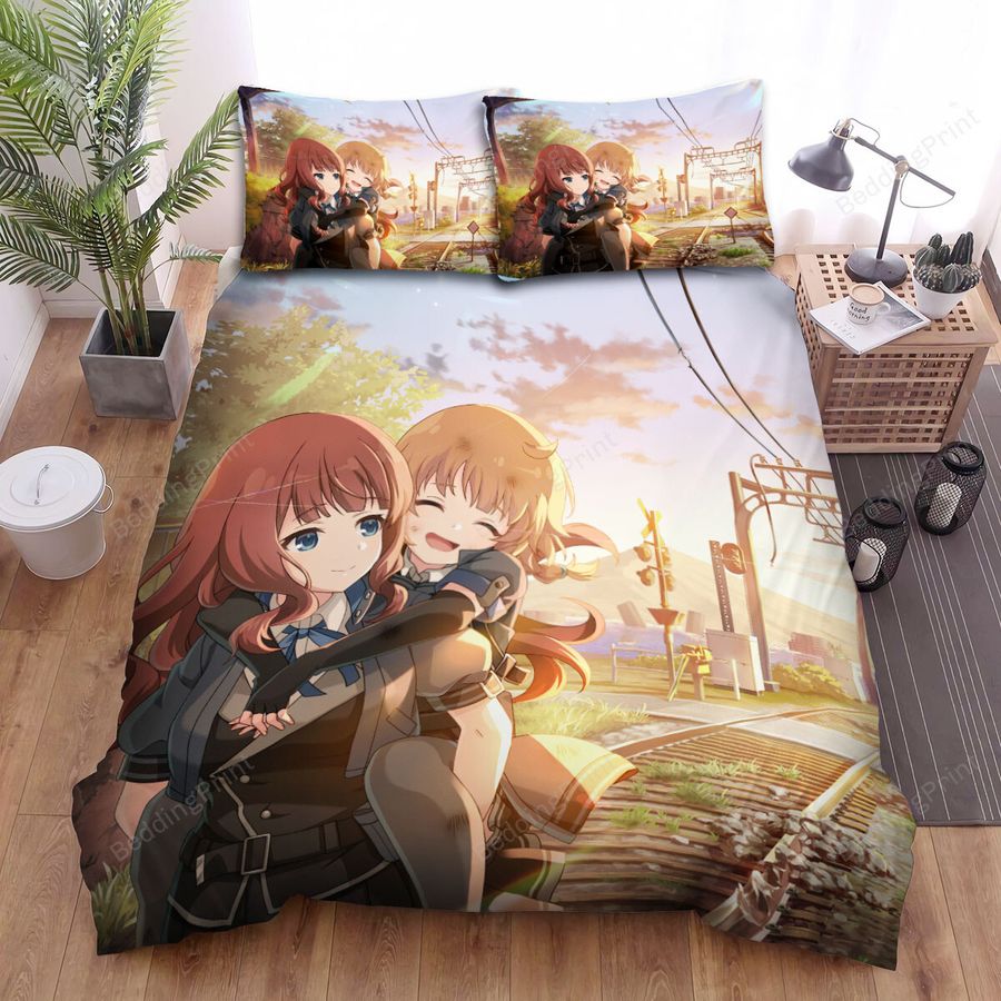 Assault Lily Futagawa Fumi &Amp Kaede Johan In Sunset Railway Scene Bed Sheets Spread Duvet Cover Bedding Sets
