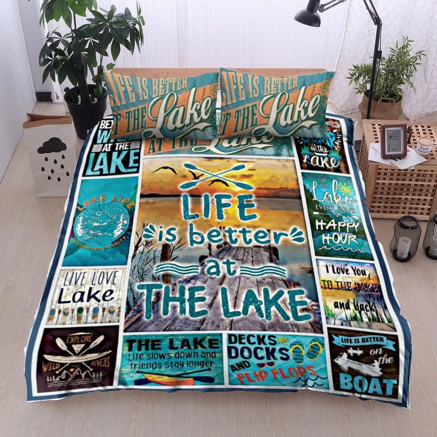 At The Lake Every Hour Is Happy Hour Bed Sheets Duvet Cover Bedding Sets