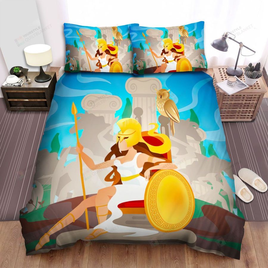 Athena Goddess Of Victorious War Digital Illustration Bed Sheets Spread Duvet Cover Bedding Sets