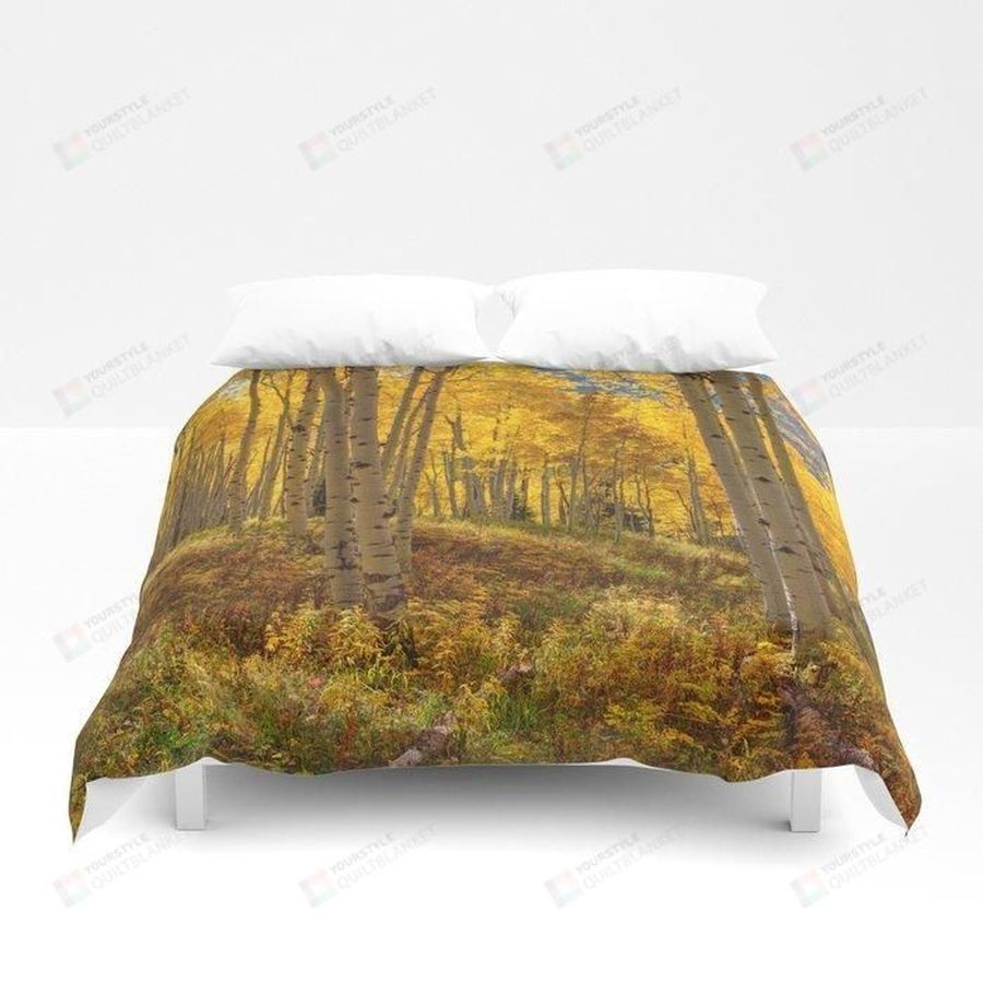 Autumn Aspen Forest Aspen Colorado Bed Sheets Spread Duvet Cover Bedding Sets