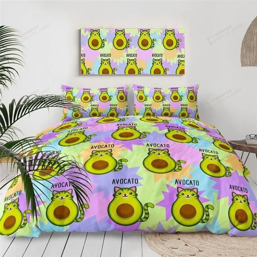 Avocado Cartoon Cotton Bed Sheets Spread Comforter Duvet Cover Bedding Sets For Kids