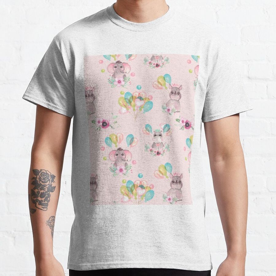 baby animals with flowers patterns Classic T-Shirt