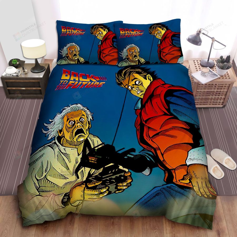 Back To The Future 1985 Comic Art Bed Sheets Spread Comforter Duvet Cover Bedding Sets