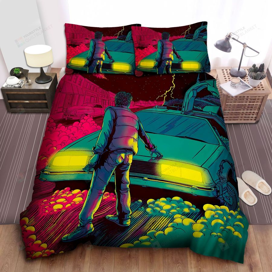 Back To The Future In Animated Illustration Bed Sheets Spread Comforter Duvet Cover Bedding Sets
