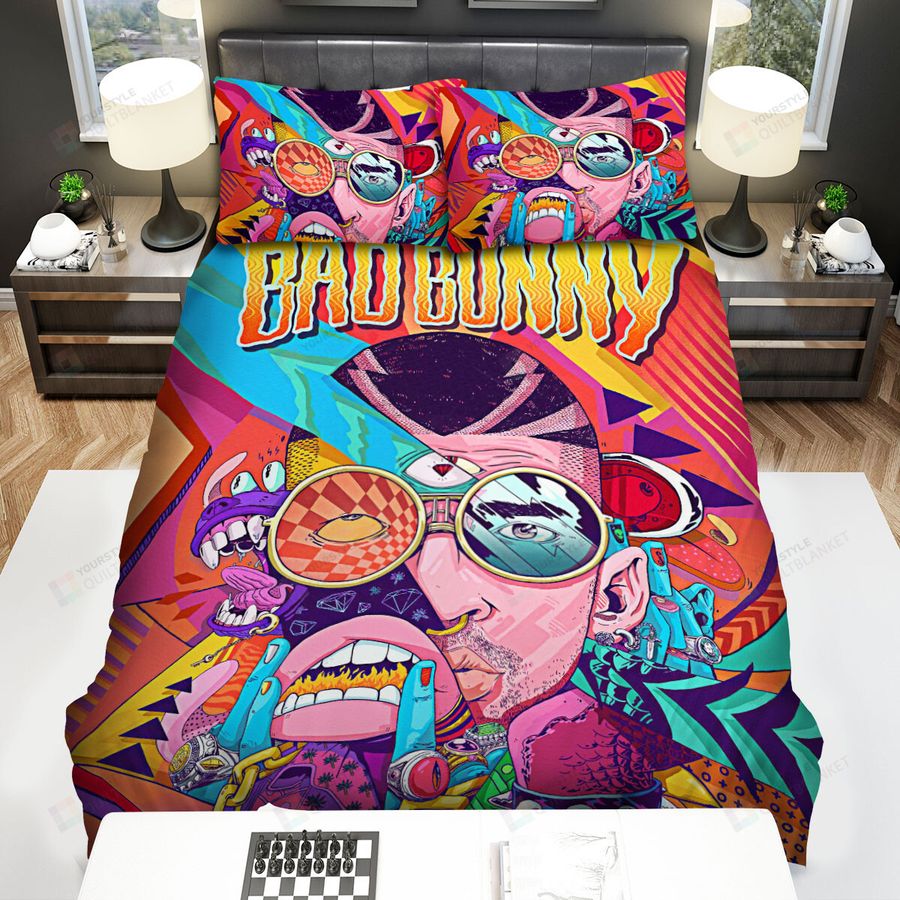 Bad Bunny Third Eye Funky Art Bed Sheets Spread Comforter Duvet Cover Bedding Sets