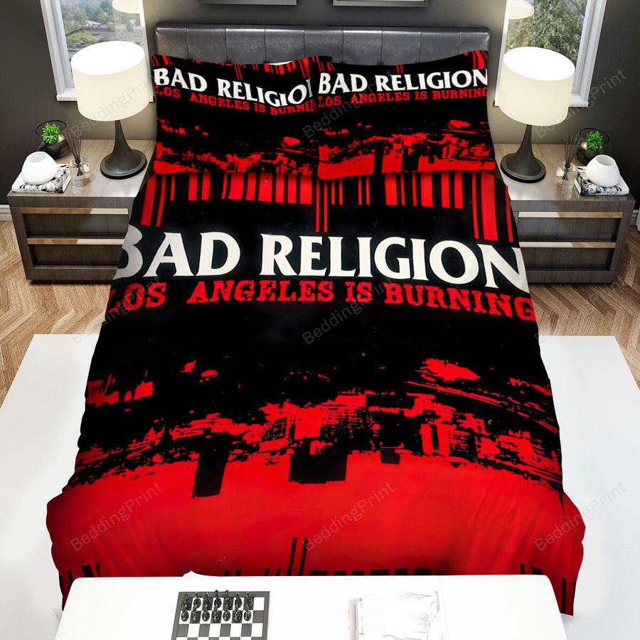 Bad Religion Band Los Angeles Is Burning Bed Sheets Spread Comforter Duvet Cover Bedding Sets