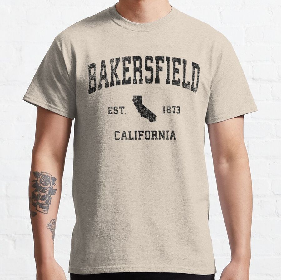 Bakersfield California CA Vintage Sports Design Black Design Classic T-Shirt