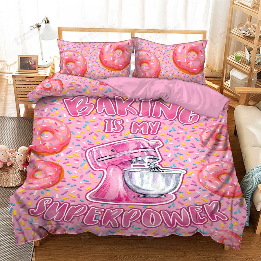 Baking Is My Superpower Cotton Bed Sheets Spread Comforter Duvet Cover Bedding Sets