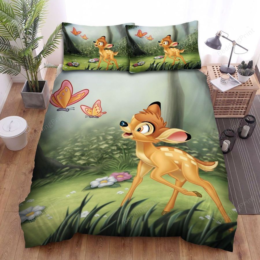 Bambi Talking To Butterflies Bed Sheets Spread Duvet Cover Bedding Sets