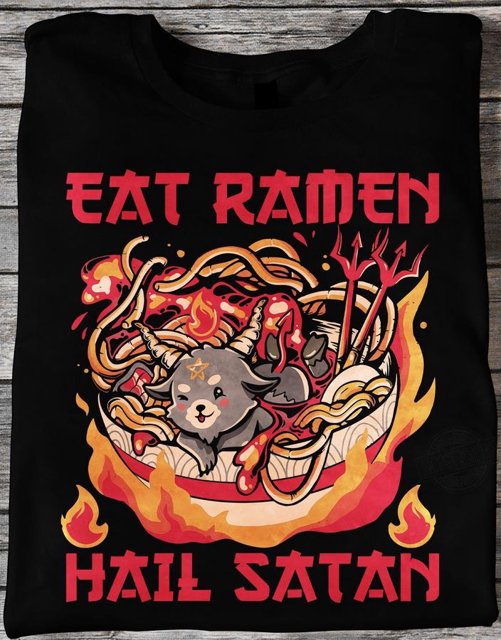 Baphomet Eat Ramen Hail Satan Shirt