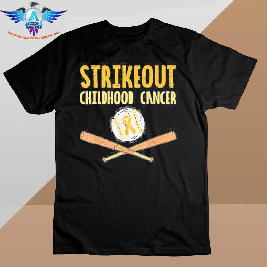 Baseball strikeout childhood cancer awareness ribbon support vintage shirt