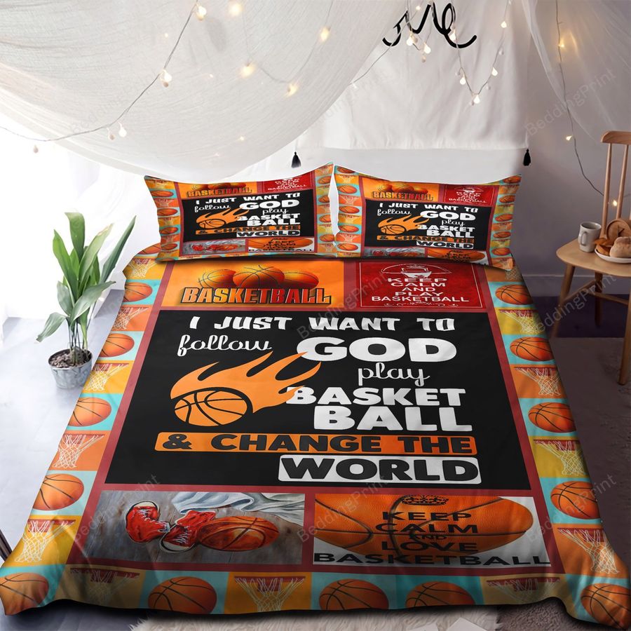 Basketball Keep Calm And Play Basketball Bedding Set Bed Sheets Duvet Cover Bedding Sets