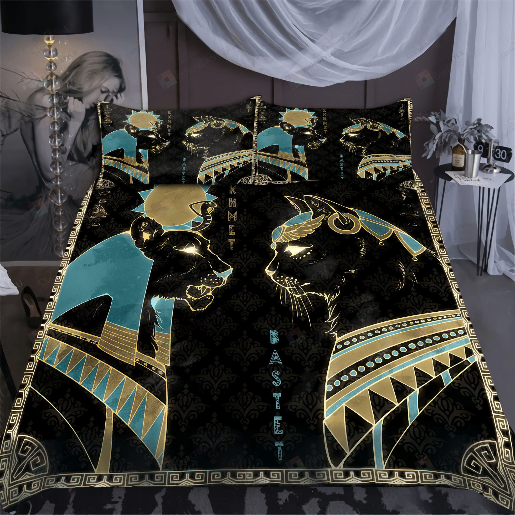 Bastet Sekhmet Ancient Egyptian Bed Sheets Spread Comforter Duvet Cover Bedding Sets.Png