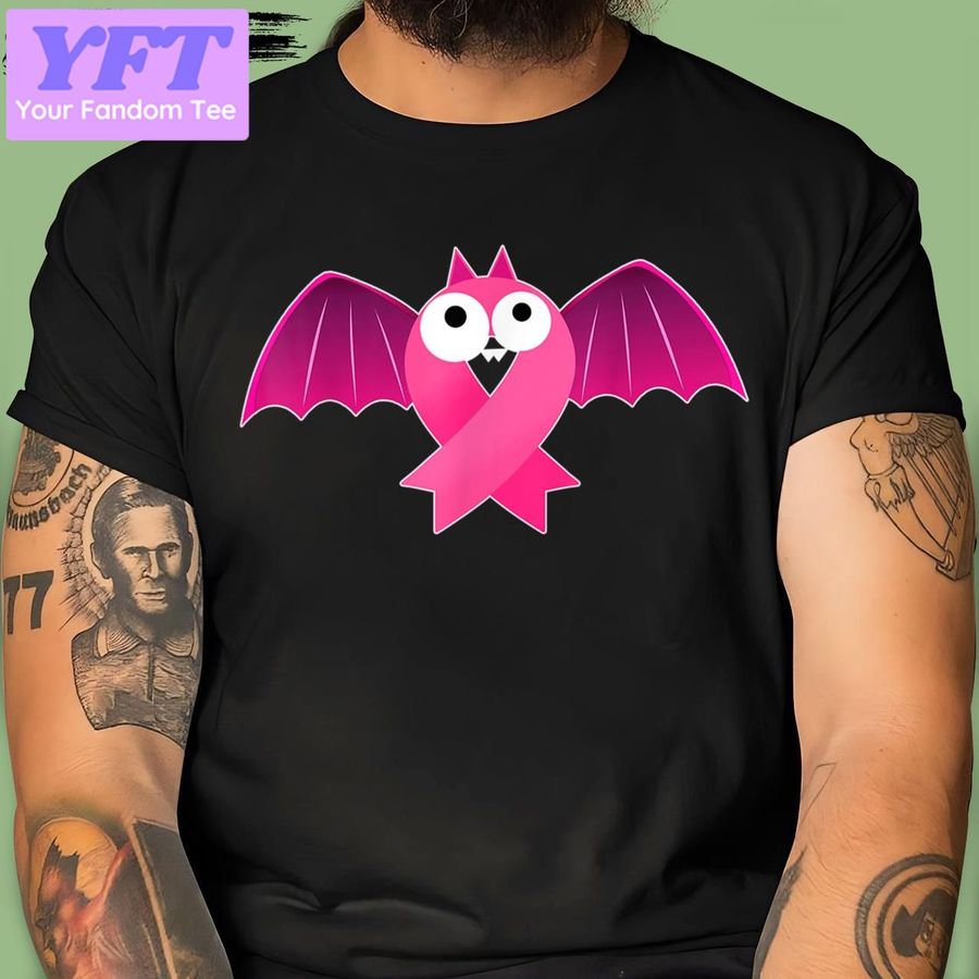 Bat Pink Ribbon Breast Cancer Awareness Halloween Women New Design T Shirt
