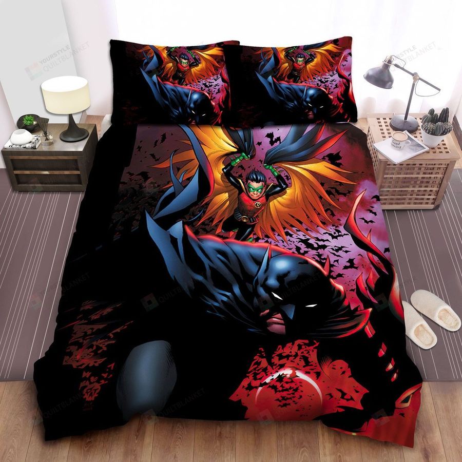 Batman And Robin In Comic Art Bed Sheets Spread Comforter Duvet Cover Bedding Sets