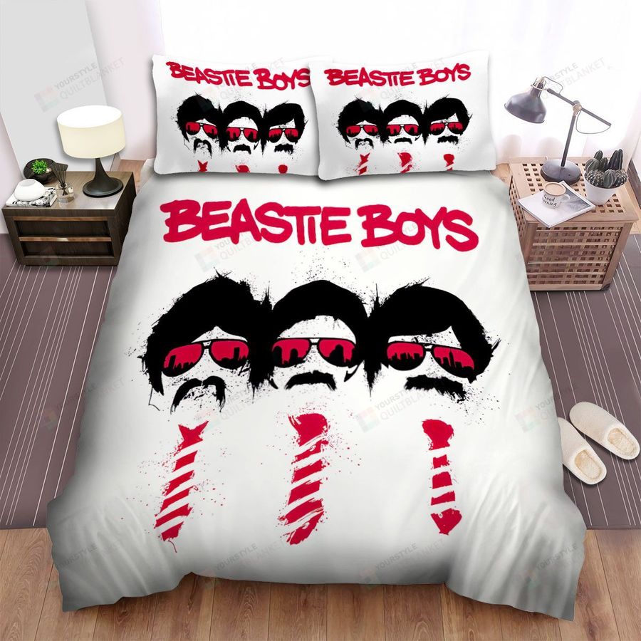 Beastie Boys Red Glasses And Ties Bed Sheets Spread Comforter Duvet Cover Bedding Sets