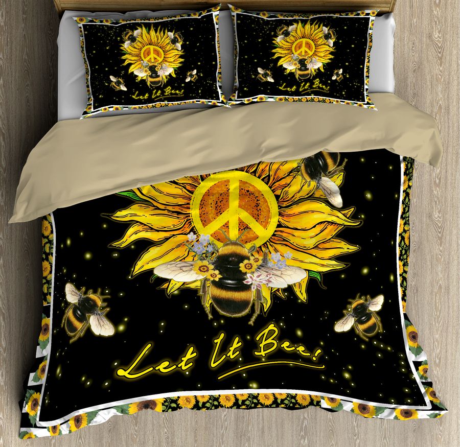 Beautiful Hippie Bee And Sunflower Bedding Set Duvet Cover Set