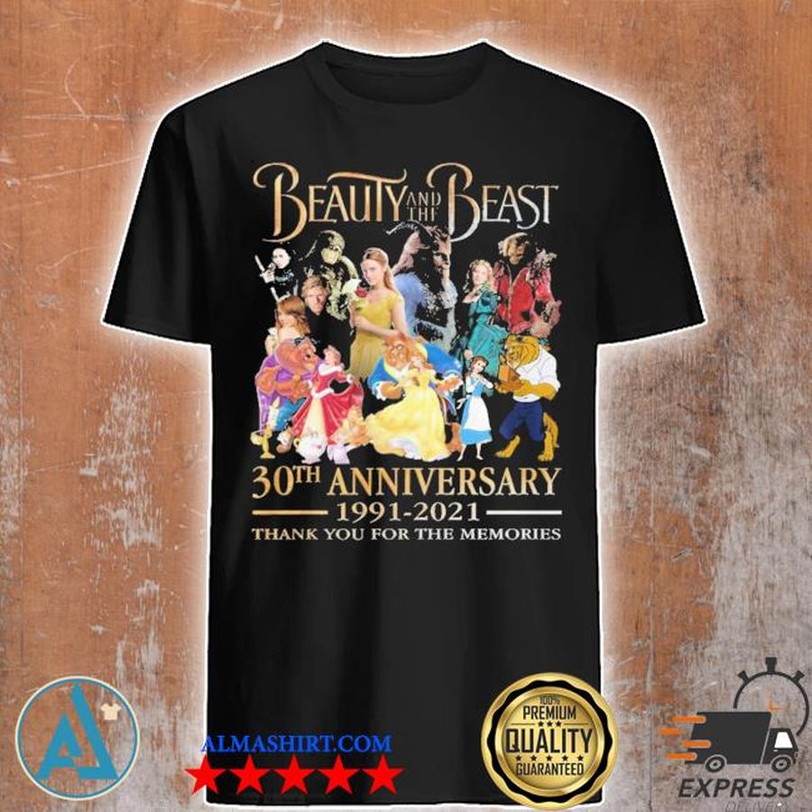 Beauty and The Beast 30th anniversary 1991 2021 thank you for the memories shirt