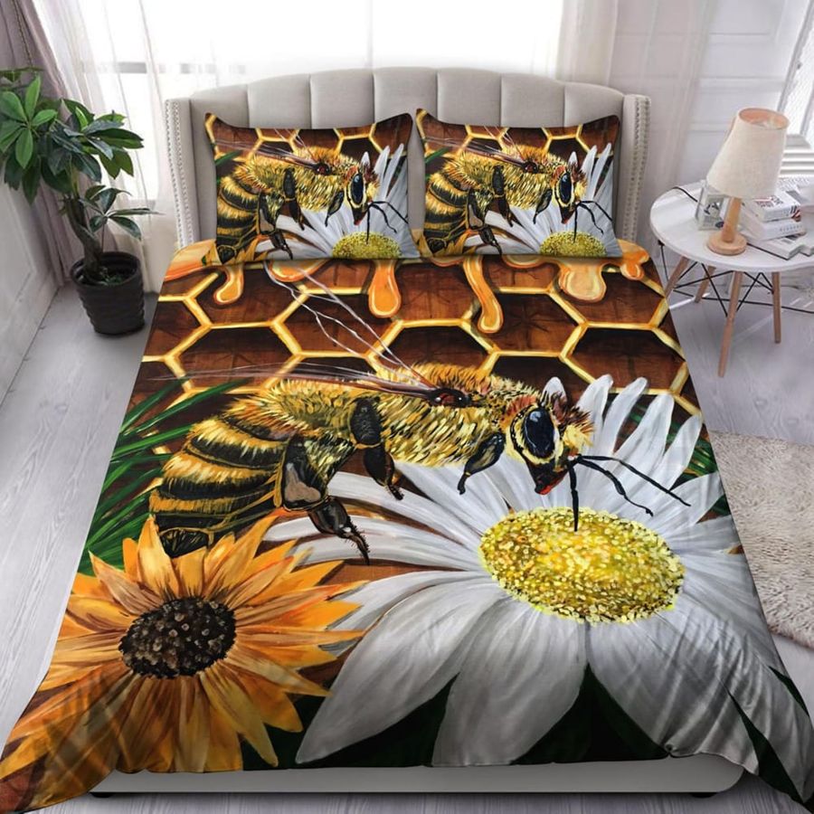 Bee And Flower Bedding Set Duvet Cover Set
