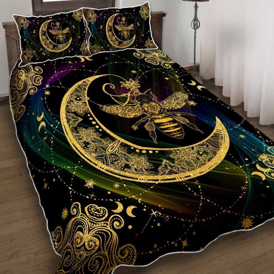 Bee On The Moon Mandala Quilt Bedding Set