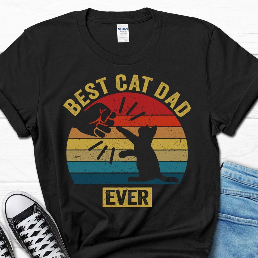 Best Cat Dad Ever Retro Shirt