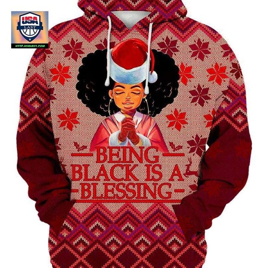 Best Gift - Being Black Is Blessing Merry Christmas 3D All Over Print Hoodie
