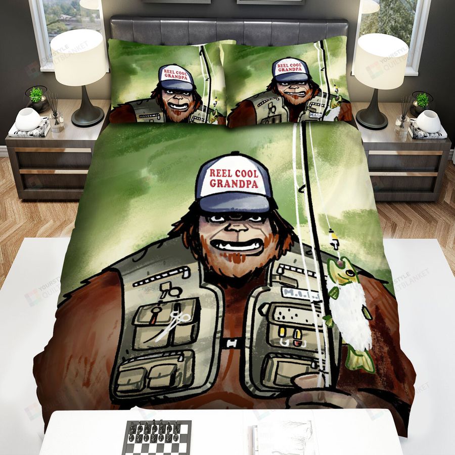 Bigfoot Reel Cool Grandpa Fishing Bed Sheets Spread Duvet Cover Bedding Sets