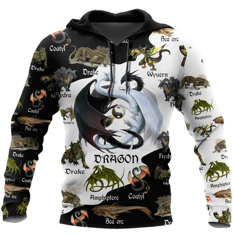 Black and white dragon 3d hoodie shirt for men and women DD10142003