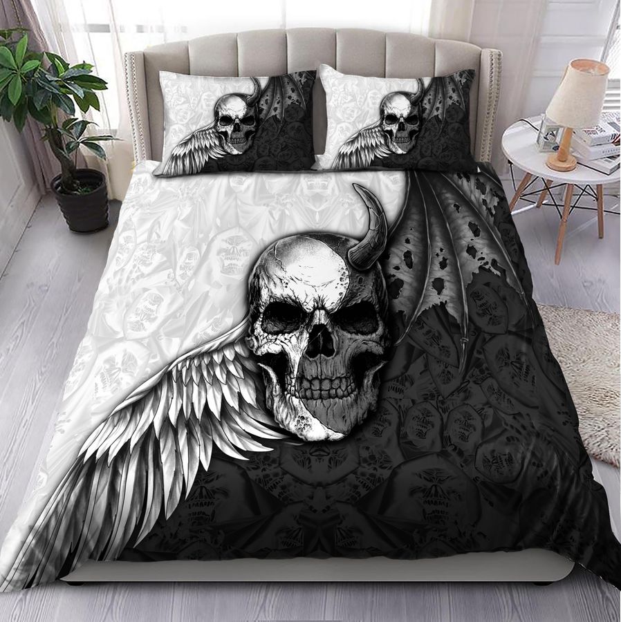 Black And White Skull Bedding Set Duvet Cover Set