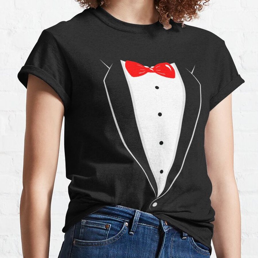 Black And White Tuxedo With Red Bowtie Funny Classic T-Shirt