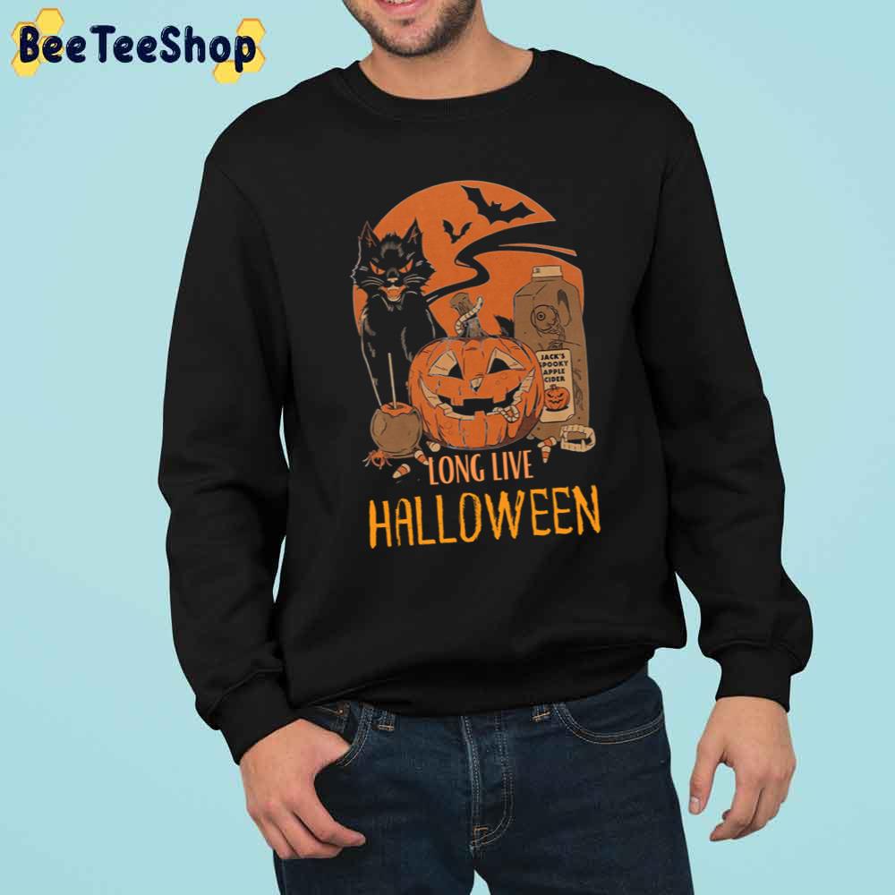 Black Cat And Pumpkin Long Live Halloween Unisex Sweatshirt