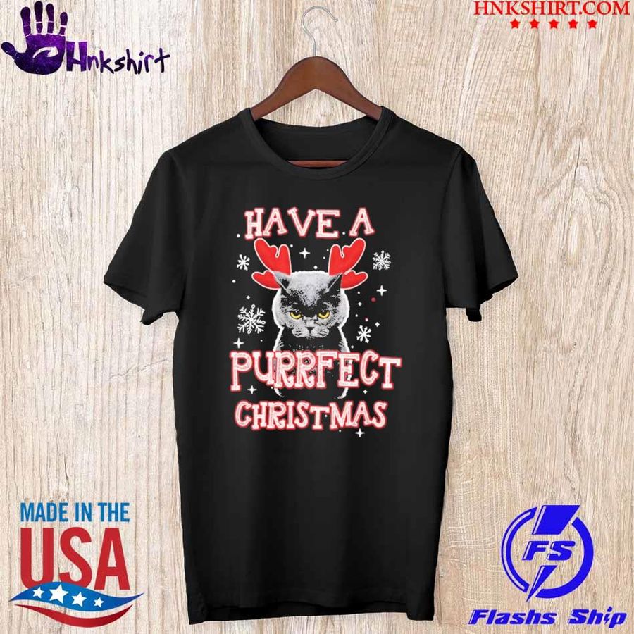 Black Cat have a purrfect christmas shirt