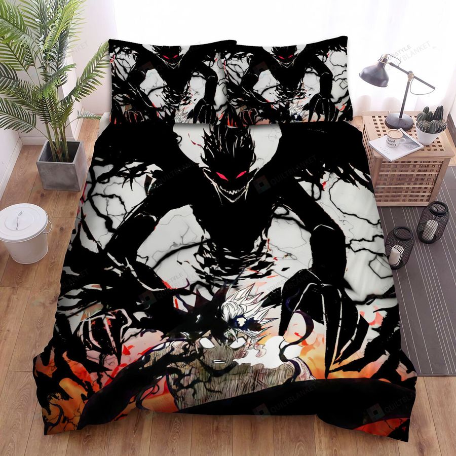 Black Clover Asta And Zagred Black And White Art Bed Sheets Spread Comforter Duvet Cover Bedding Sets