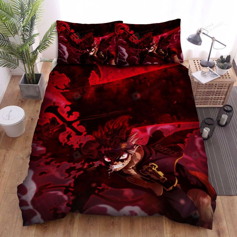 Black Clover Asta With Demon Dweller Sword In The Smoke Bed Sheets Spread Comforter Duvet Cover Bedding Sets