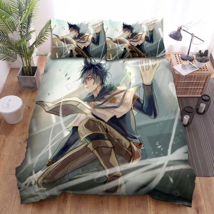 Black Clover Yuno And Grimoire Bed Sheets Spread Comforter Duvet Cover Bedding Sets