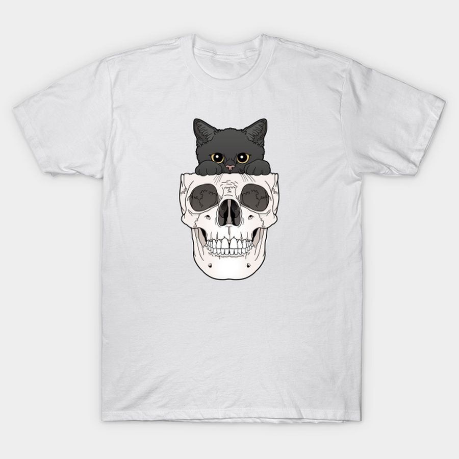 Black kitty and skull T-shirt, Hoodie, SweatShirt, Long Sleeve