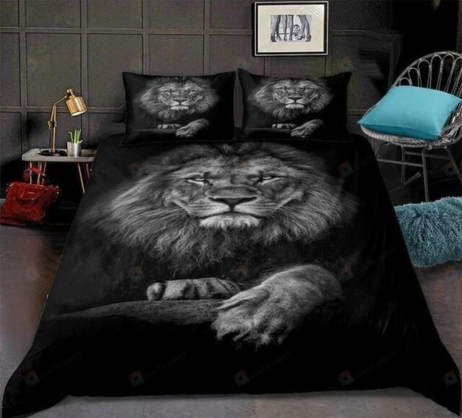 Black Lion Pattern Lifelike Print Cotton Bed Sheets Spread Comforter Duvet Cover Bedding Sets