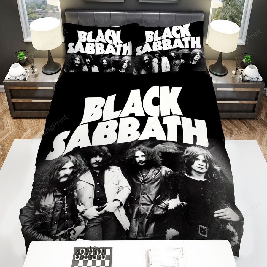 Black Sabbath Members In Black &Amp White Photo Bed Sheets Duvet Cover Bedding Sets