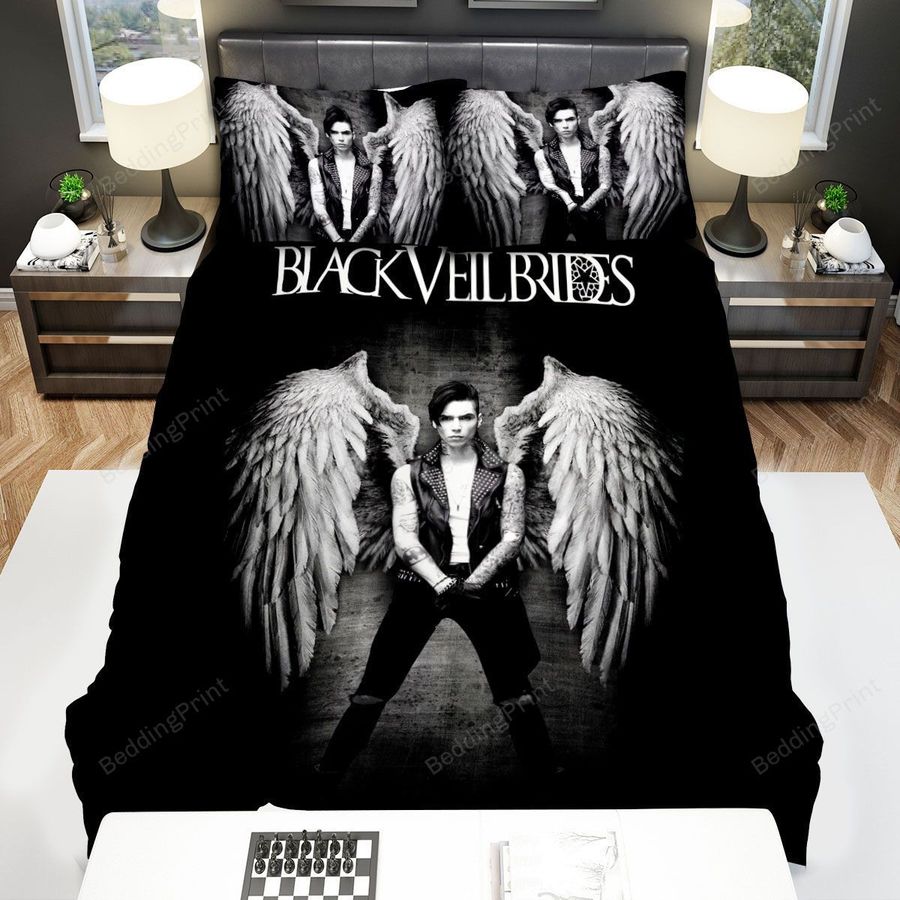 Black Veil Brides Member With Angel Wings Bed Sheets Duvet Cover Bedding Sets