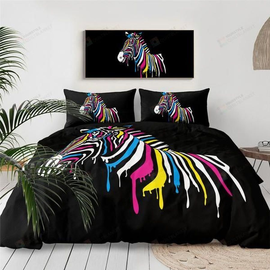 Black Zebra Cotton Bed Sheets Spread Comforter Duvet Cover Bedding Sets