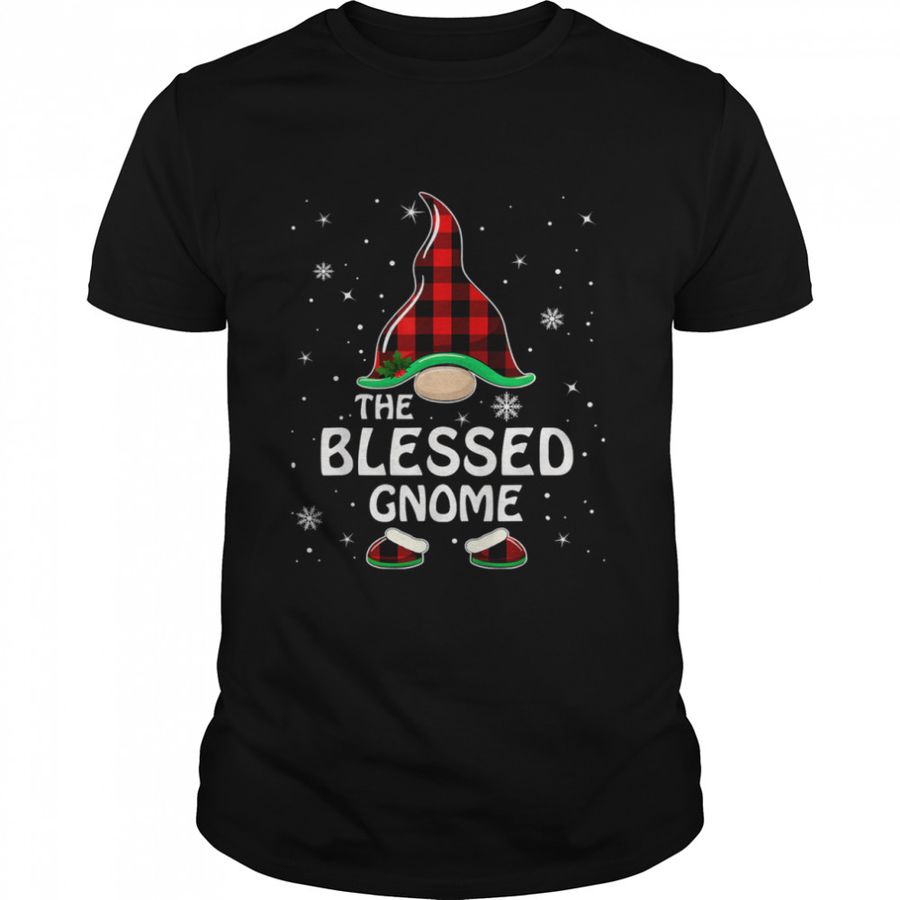 Blessed Gnome Buffalo Plaid Matching Family Christmas Pajama T-Shirt