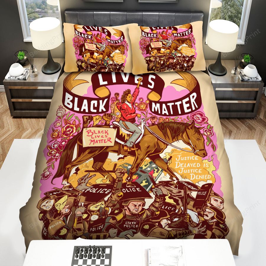 Blm Girl &Amp The Police Digital Artwork Bed Sheets Spread Duvet Cover Bedding Sets