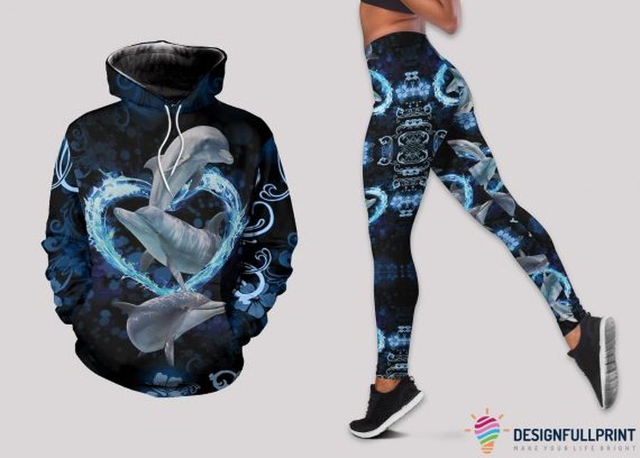 Blue Dolphins Personalized Us Size Hoodie And Leggings Set Ln