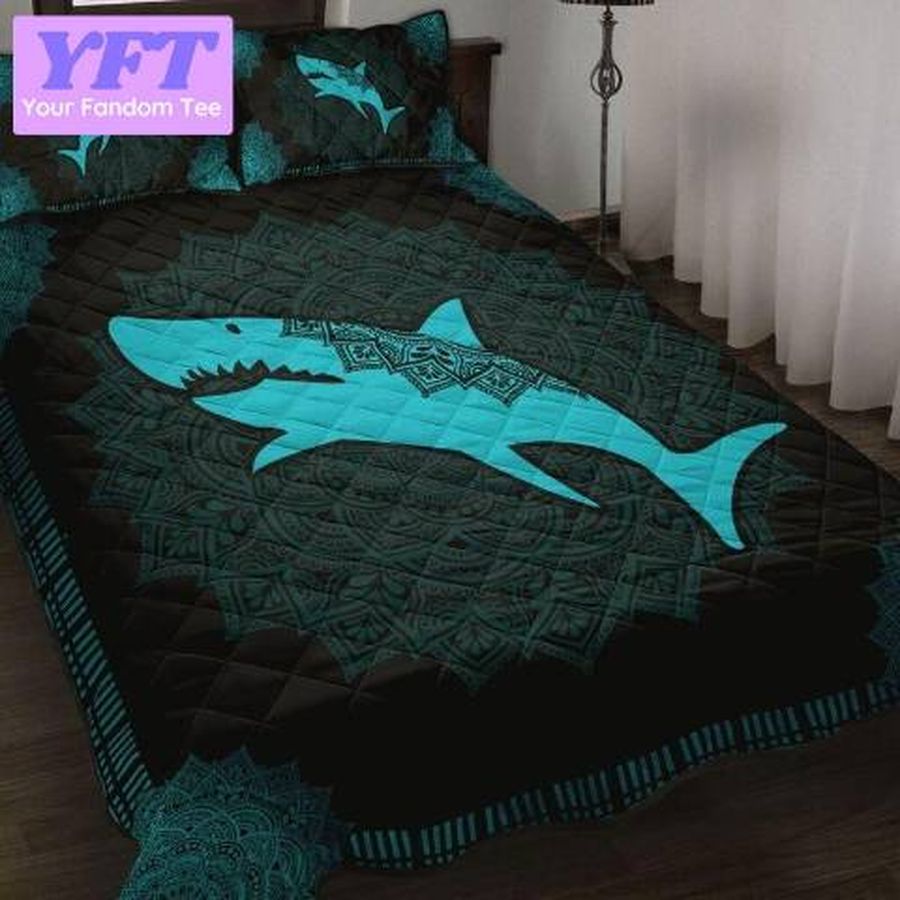 Blue Shark Mandala 3d Bedding Set