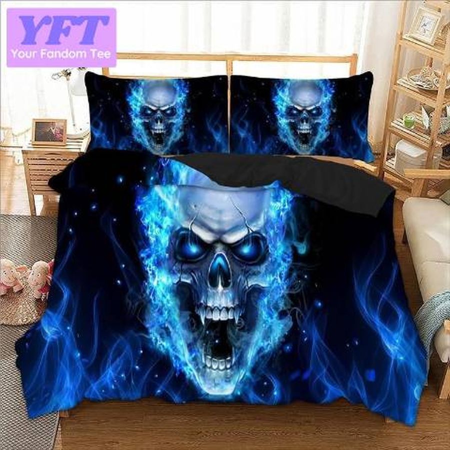 Blue Skull 3D Bedding Set