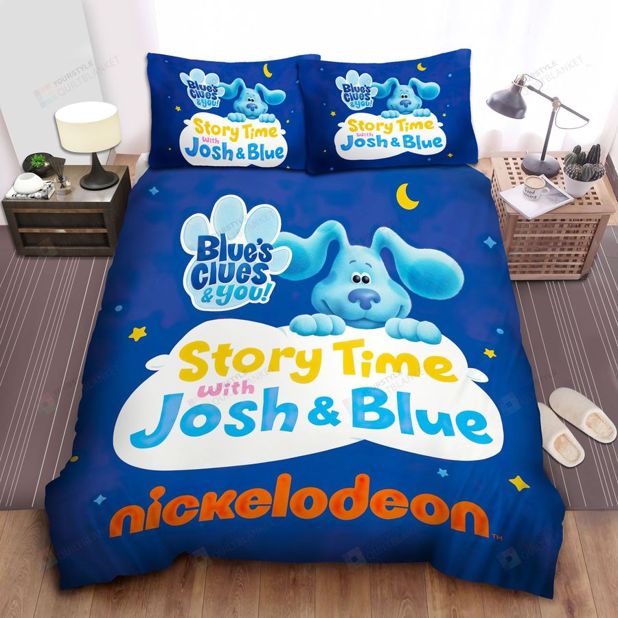 Blue's Clues Story Time With Josh And Blue Bed Sheets Spread Comforter Duvet Cover Bedding Sets