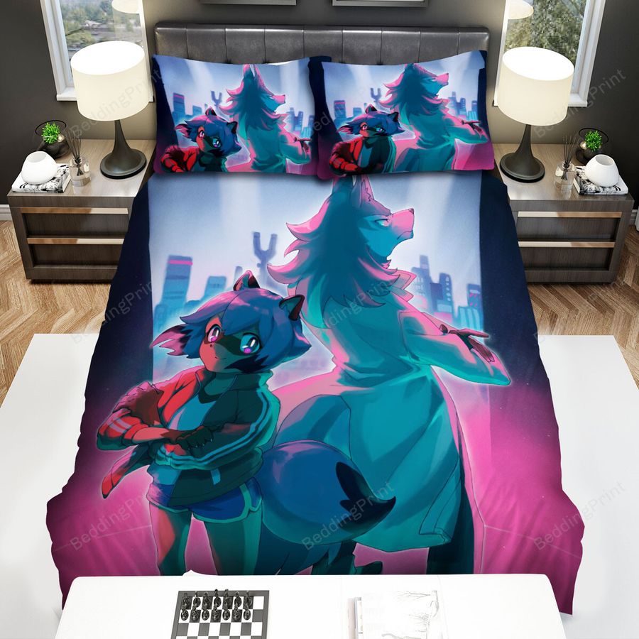 Bna Brand New Animal Michiru &Amp Shirou In Pink Neon Light Bed Sheets Spread Duvet Cover Bedding Sets