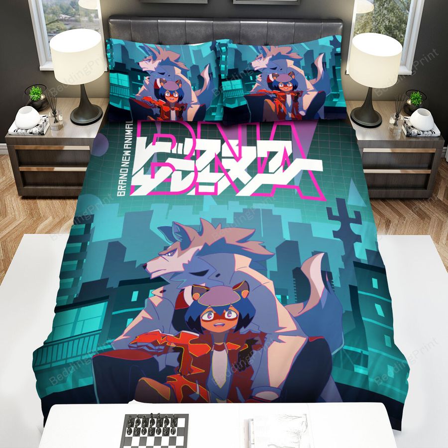 Bna Brand New Animal Michiru &Amp Shirou Sitting On The Rooftop Bed Sheets Spread Duvet Cover Bedding Sets